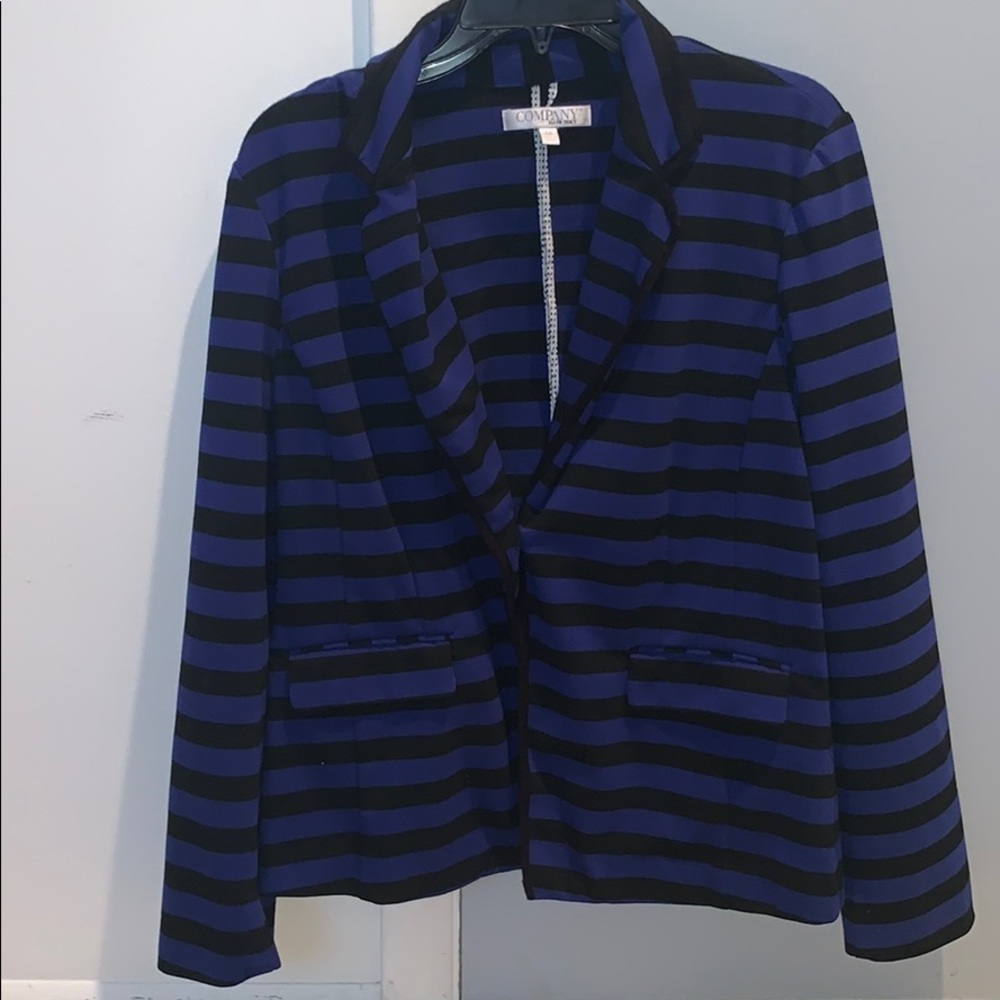 Ellen Tracy Striped Cotton Rayon Blazer Jacket